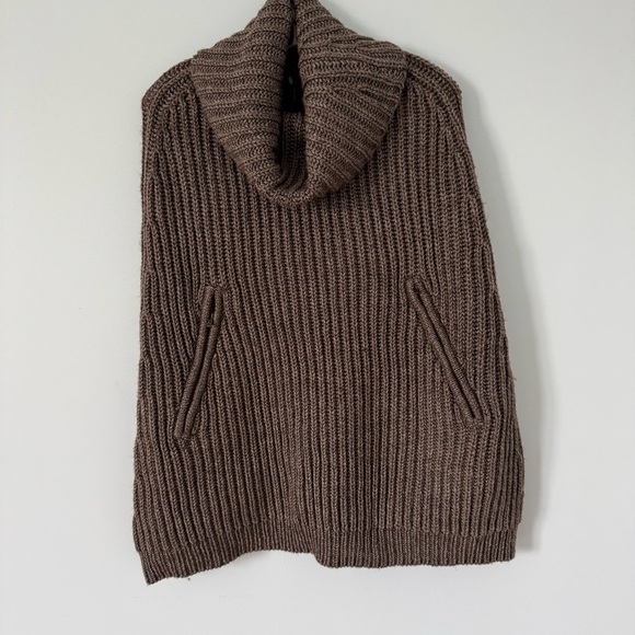 BCBGMAXAZRIA Harvey Wool Cape Poncho Sweater Grey Dusk -Heavy Knit-Cowl Neck NWT - Picture 7 of 9